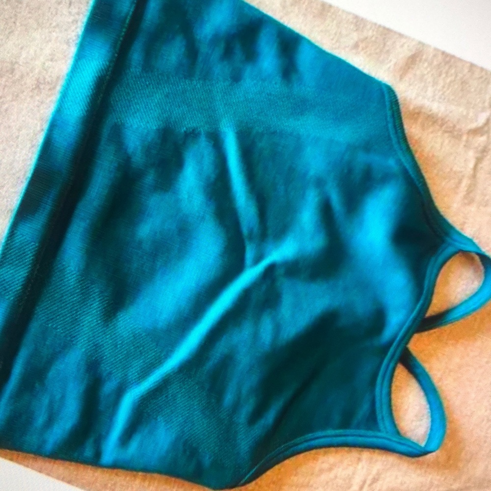 Teal racer blue girls tank top
